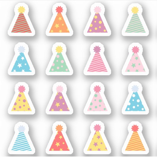 Verjaardagsfeestmutsen Bday-herinnering Bujo-agend Sticker (Voorkant)