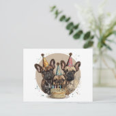 Verjaardagsfeestmutsen voor Franse Bulldoggen Briefkaart (Staand voorkant)