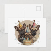 Verjaardagsfeestmutsen voor Franse Bulldoggen Briefkaart (Voorkant / Achterkant)