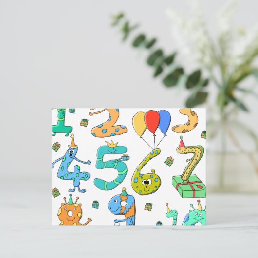 Verjaardagsfeestnummers Briefkaart (Staand voorkant)