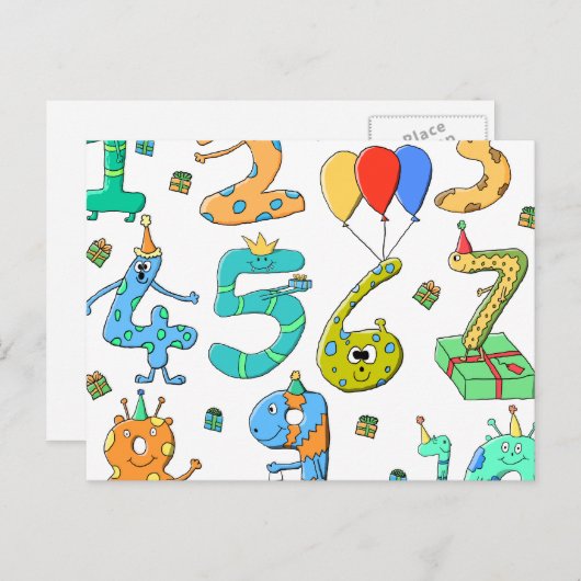 Verjaardagsfeestnummers Briefkaart (Voorkant / Achterkant)