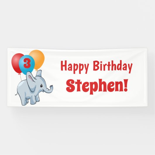 Verjaardagsfeestservetten voor kinderen Olifant Fe Spandoek (Horizontaal)