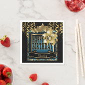 Verjaardagsfeestster | Blauw Metallic & Goud Servet (Insitu)