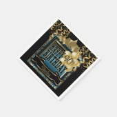 Verjaardagsfeestster | Blauw Metallic & Goud Servet (Hoek)