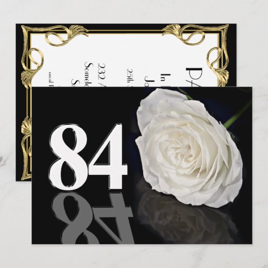 Verjaardagsfeestuitnodiging 84 jaar oud kaart (Voorkant / Achterkant)