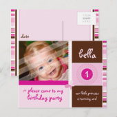 VERJAARDAGSFEESTUITNODIGING:: Grace - girl Uitnodiging Briefkaart (Voorkant / Achterkant)