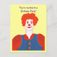 Verjaardagsfeestuitnodiging, Happy Clown briefkaar