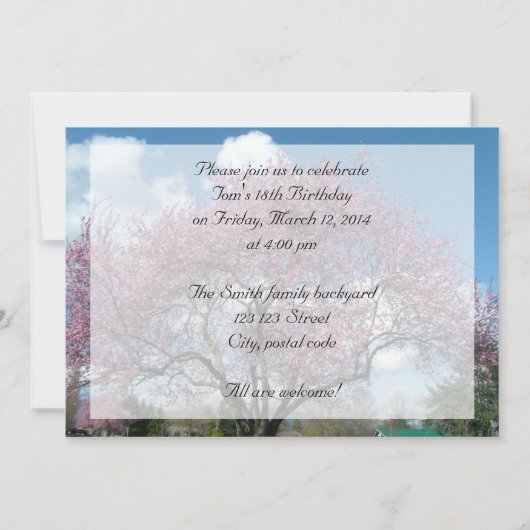 verjaardagsfeestuitnodiging kaart (Achterkant)