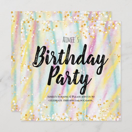 verjaardagsfeestuitnodiging kaart (Voorkant / Achterkant)