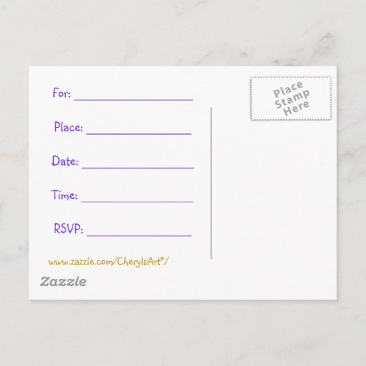 Verjaardagsfeestuitnodiging, kleurrijke stippen, b uitnodiging briefkaart (Achterkant)