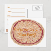 Verjaardagsfeestuitnodiging, pizza briefkaarten (Voorkant / Achterkant)