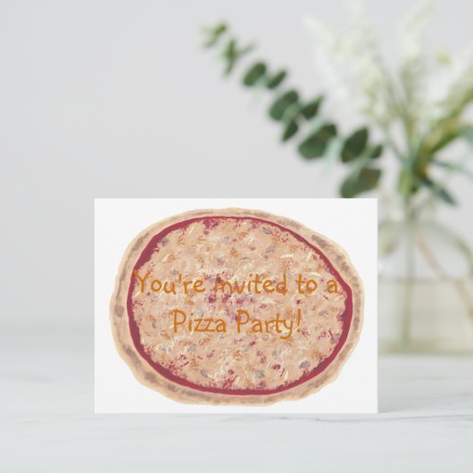 Verjaardagsfeestuitnodiging, pizza briefkaarten (Staand voorkant)