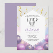 Verjaardagsfeestuitnodiging Sjabloon met ballonnen Kaart (Voorkant / Achterkant)