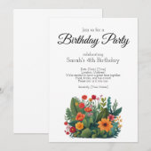 Verjaardagsfeestuitnodiging, veel planten en bloem kaart (Voorkant / Achterkant)