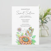 Verjaardagsfeestvlinder thema kaart (Staand voorkant)