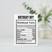 Verjaardagsfeiten Jongen Voedingswaarde  Briefkaart (Staand voorkant)