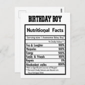 Verjaardagsfeiten Jongen Voedingswaarde  Briefkaart (Voorkant / Achterkant)