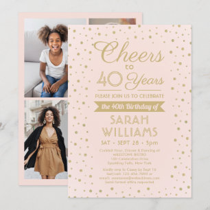 Verjaardagsfelicitaties Blush Roze en Goud 4 Foto Kaart
