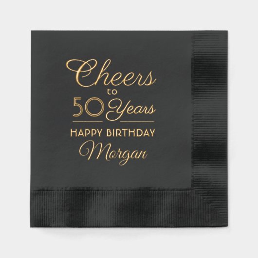 Verjaardagsfelicitaties Elegant Script Echte Folie Servetten (Voorkant)