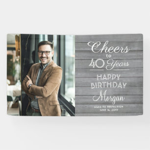 Verjaardagsfelicitaties Rustic Wood Grijs Wit 1 Fo Spandoek