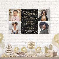 Verjaardagsfelicitaties Zwart & Goud Confetti 4 Fo