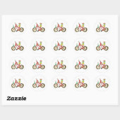 Verjaardagsfiets met Cupcake Ronde Sticker (Vel)