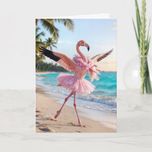 Verjaardagsflamingo in een roze tutu kaart