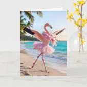 Verjaardagsflamingo in een roze tutu kaart (Gele Bloem)