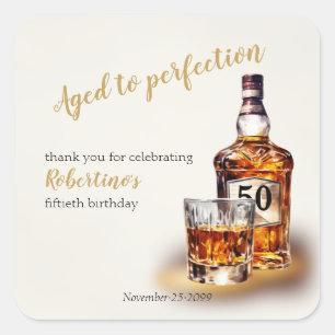 Verjaardagsfles Whisky 50ste Verjaardag 'Vervolmaa Vierkante Sticker