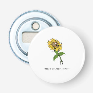 Verjaardagsflesopener, verjaardagsbloem magneet, button flesopener