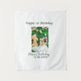 Verjaardagsfoto 1 jaar eenvoudig elegant modern wandkleed