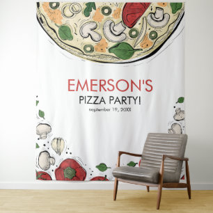 Verjaardagsfoto-achtergrond Pizza-feestje Wandkleed