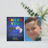 Verjaardagsfoto bedanken voor videogeschenk bedankkaart (Staand voorkant)