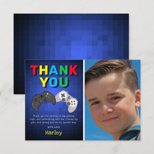 Verjaardagsfoto bedankt voor videogames (Voorkant / Achterkant)