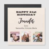 Verjaardagsfoto beste vrienden beige crème magneet (Voorkant / Achterkant)