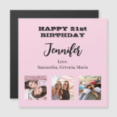 Verjaardagsfoto beste vrienden roze magneet (Voorkant / Achterkant)