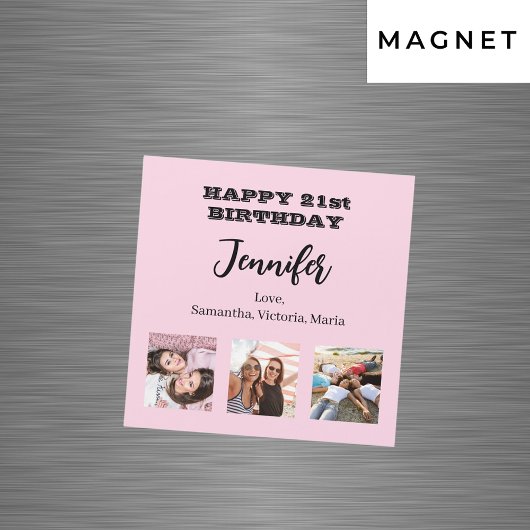 Verjaardagsfoto beste vrienden roze magneet