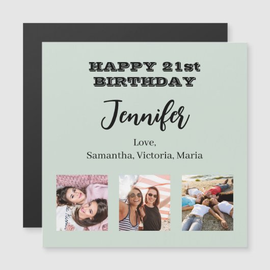 Verjaardagsfoto beste vrienden salie groene magnee (Voorkant / Achterkant)