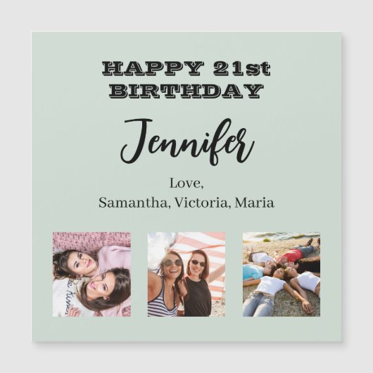 Verjaardagsfoto beste vrienden salie groene magnee (Voorkant)