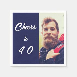 Verjaardagsfoto blauwe Cheers mannen Servet