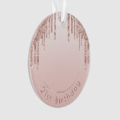 Verjaardagsfoto blush roze rose goud druppels ornament (voorkant)