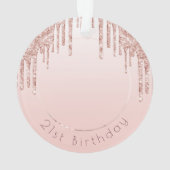 Verjaardagsfoto blush roze rose goud druppels ornament (achterkant)