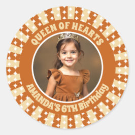 Verjaardagsfoto Boho Queen of Hearts Ronde Sticker