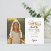 Verjaardagsfoto boog beige bedankkaart (Staand voorkant)