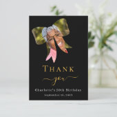 Verjaardagsfoto boog zwart bedankkaart (Staand voorkant)