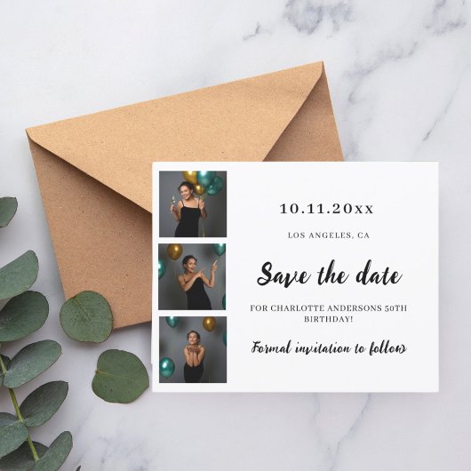 Verjaardagsfoto collage Save the Date kaart