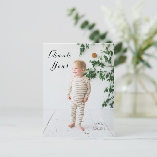 Verjaardagsfoto dank je bericht kaart (Staand voorkant)