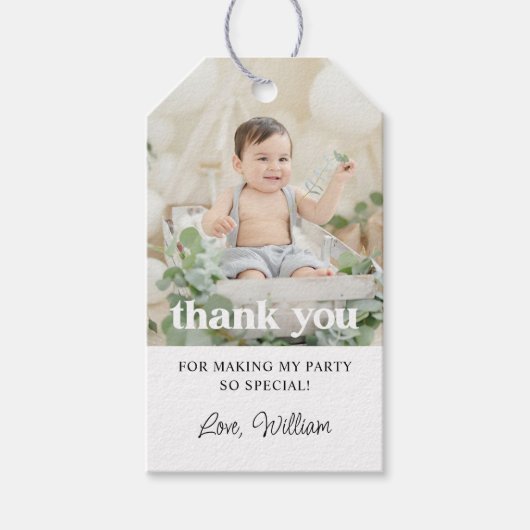 Verjaardagsfoto dank u cadeaulabel (Voorkant)
