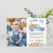 Verjaardagsfoto Dankjewelkaart met Blauwe Pompoen  Bedankkaart (Staand voorkant)