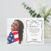 Verjaardagsfoto handgeschreven boog bedankkaart (Staand voorkant)